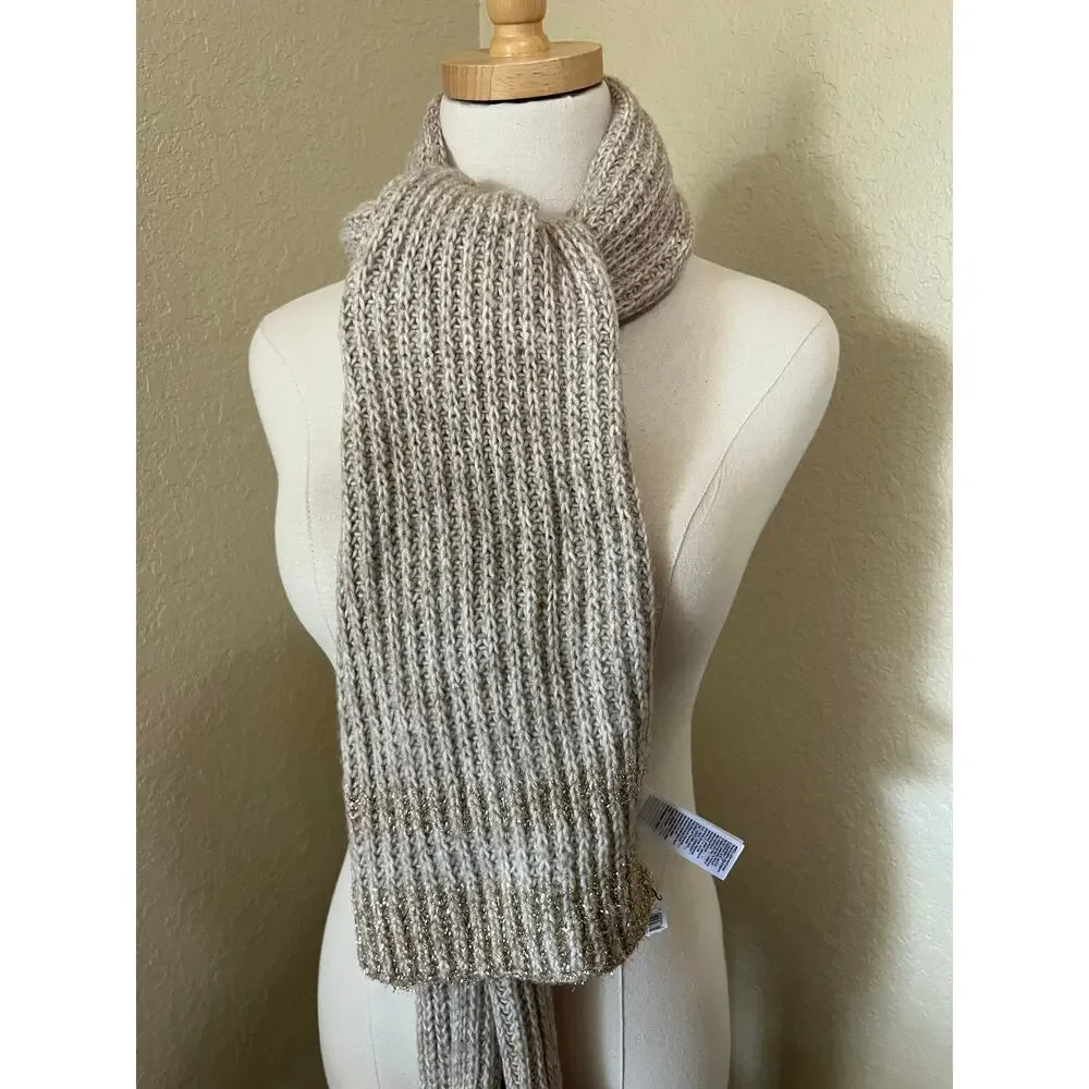 NEW Old Navy Tan Gold Knit Scarf Festive Holiday Neutral